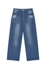 Matin Kim Back Line Point Soft Shiny Denim — Blue