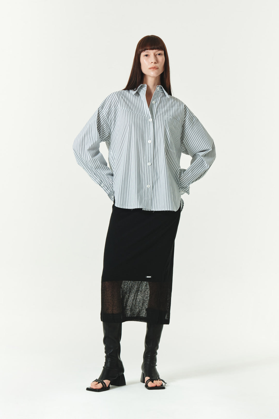 KIMMATIN Two Way Stripe Shirt — Black