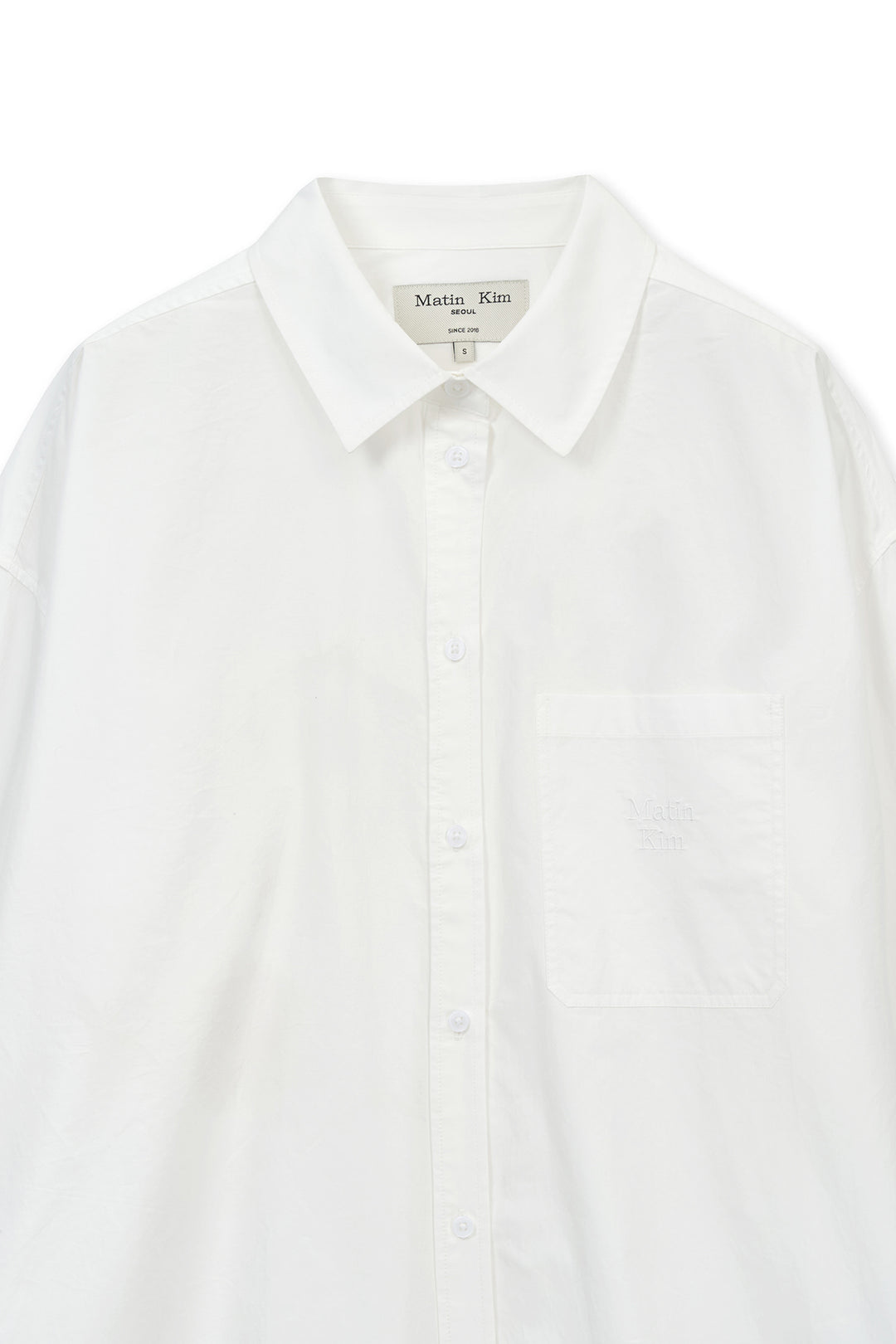Matin Kim Embroidery Small Logo Shirt — White