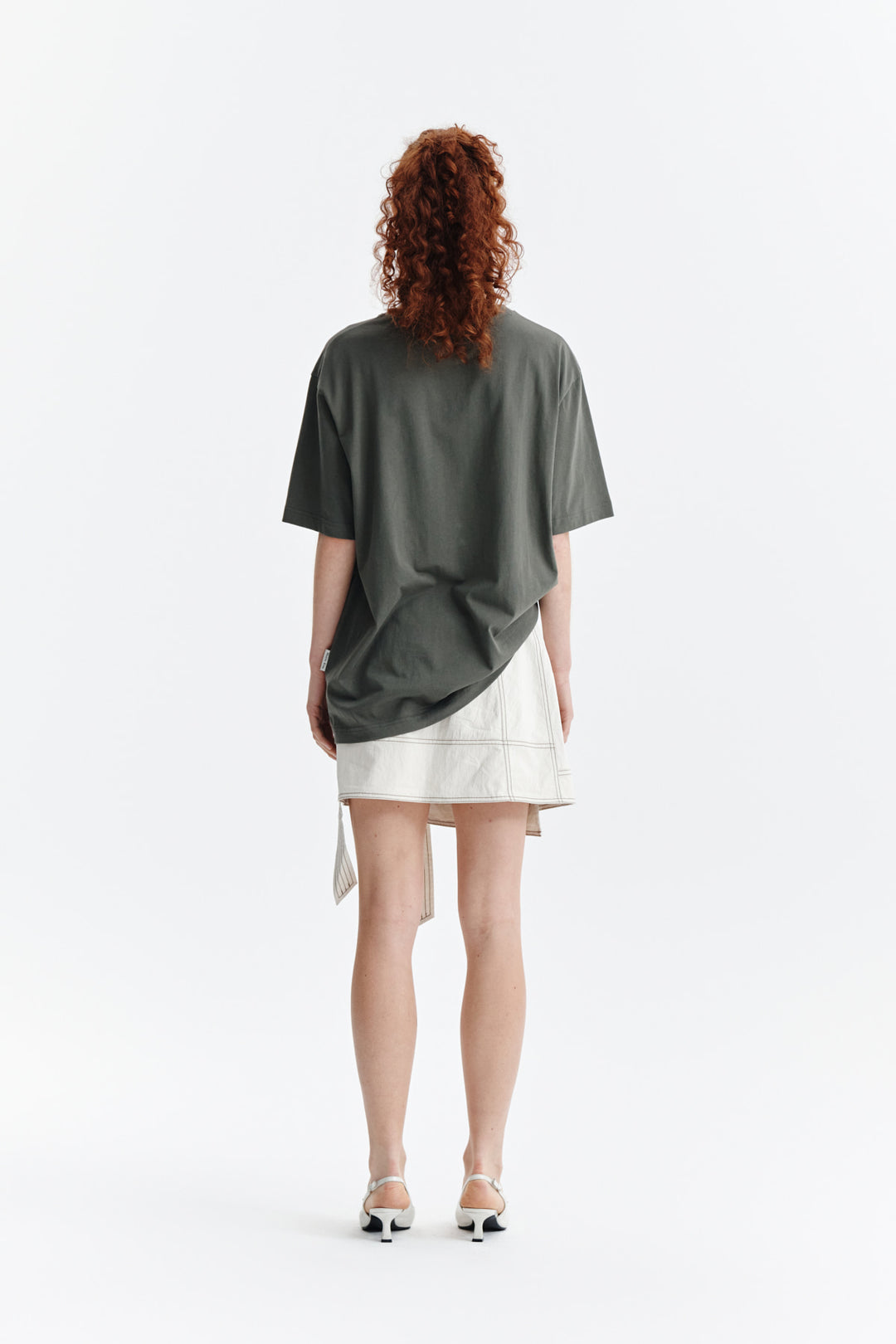 Matin Kim Embroidery Small Logo Oversize Top — Khaki