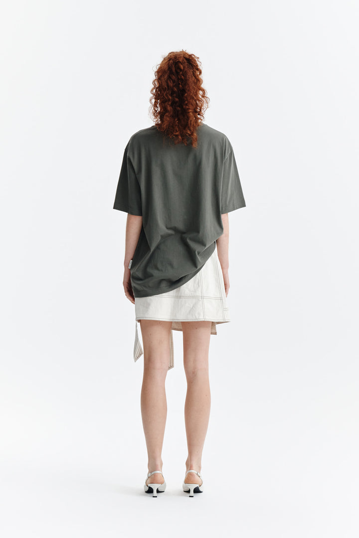 Matin Kim Embroidery Small Logo Oversize Top — Khaki