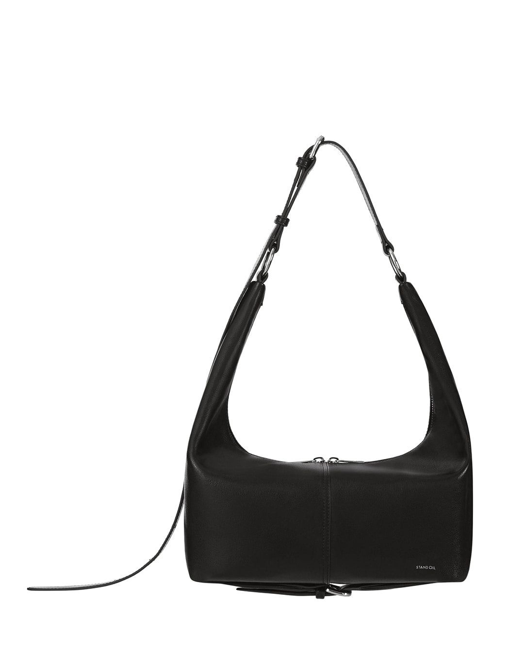 Stand Oil Tickle Bag — Glossy Half-Moon Crossbody — Black