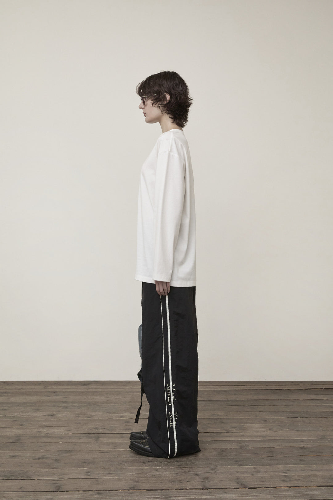 Matin Kim Side Logo Wide Track Pants — Black