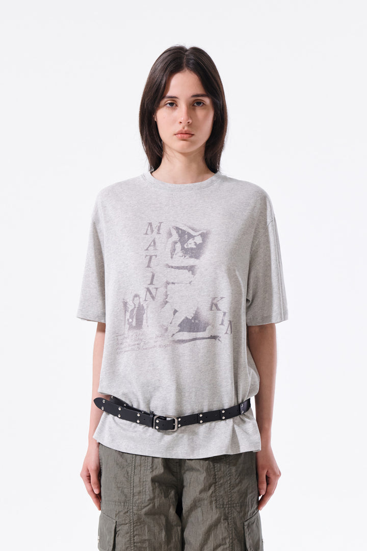 Matin Kim Portrait Graffiti Logo Top — Light Grey