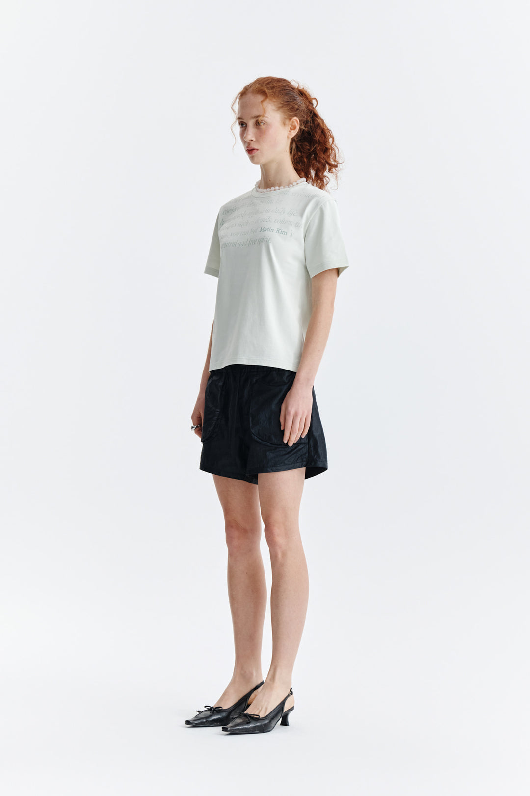 Matin Kim Logo Point Lettering Graphic Top — Green