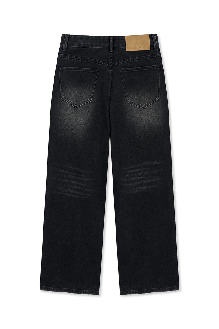 Matin Kim Front Layered Distressed Denim — Black