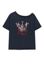 Matin Kim MTK 16 Graffiti Logo Asymmetric Top — Navy blue