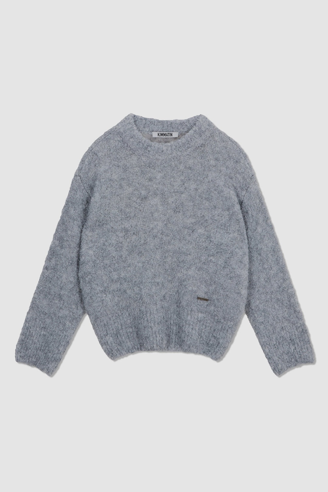 KIMMATIN Volume Neck Boucle Pullover — Gray