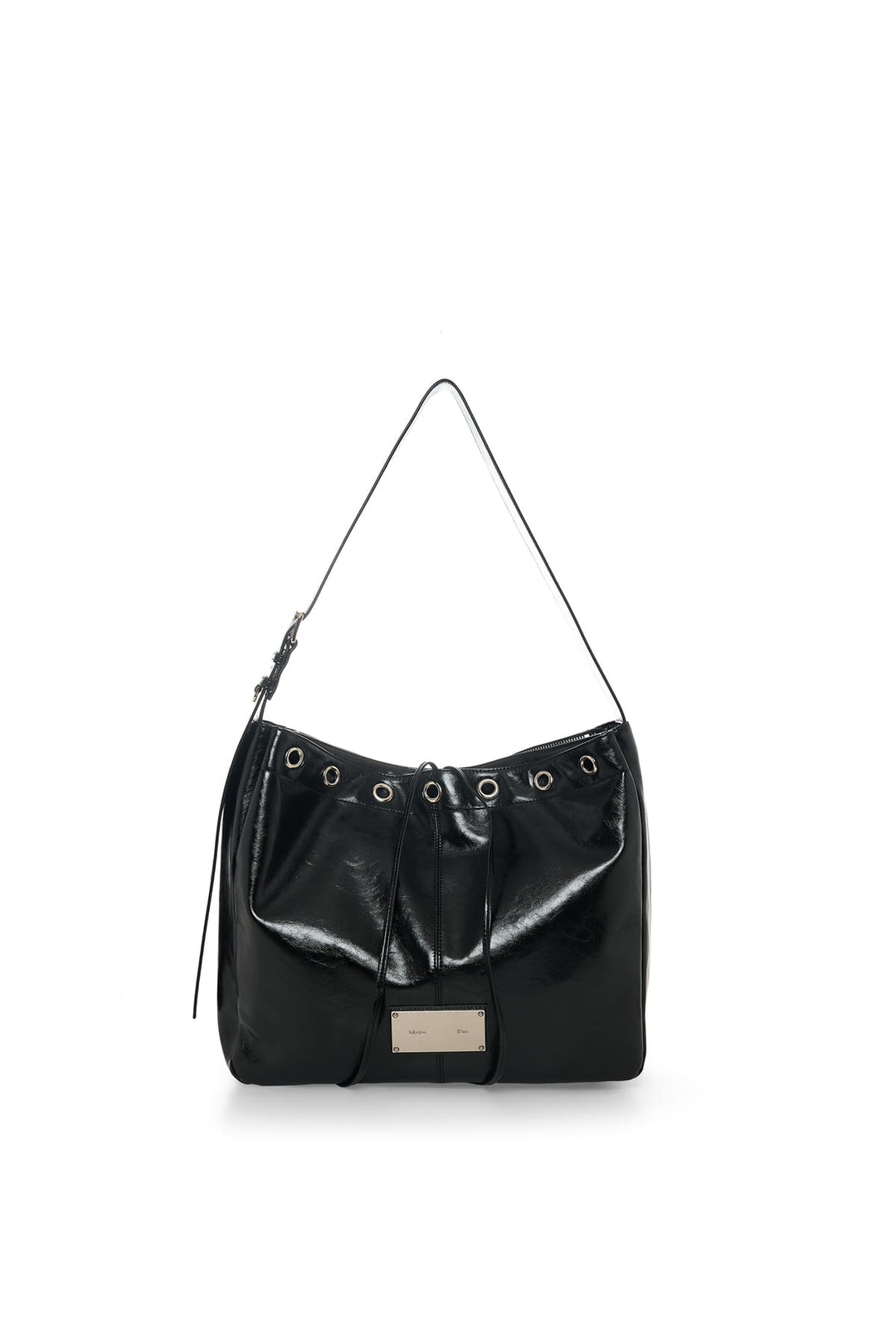 Matin Kim Eyelet Point Layered Big Shoulder Bag — Black