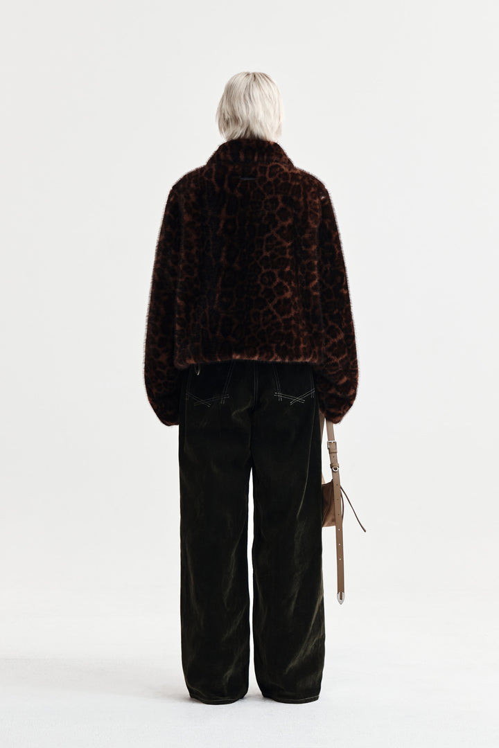 Matin Kim Reverse Velvet Wide Denim — Khaki
