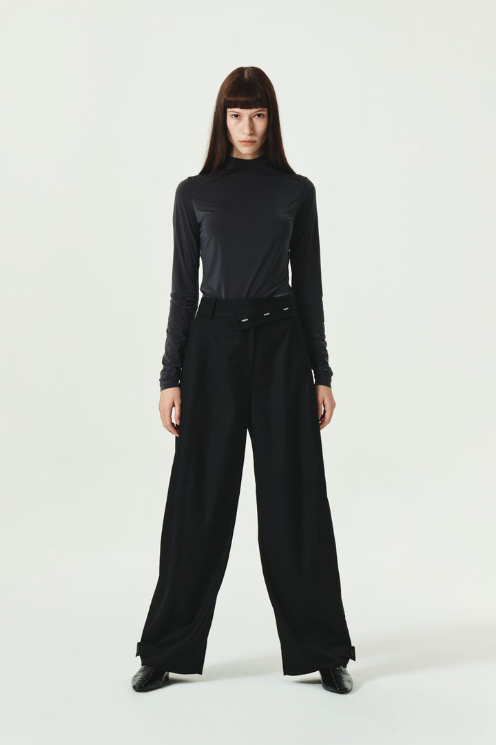 KIMMATIN Half Neck Light Long Sleeve Top — Charcoal