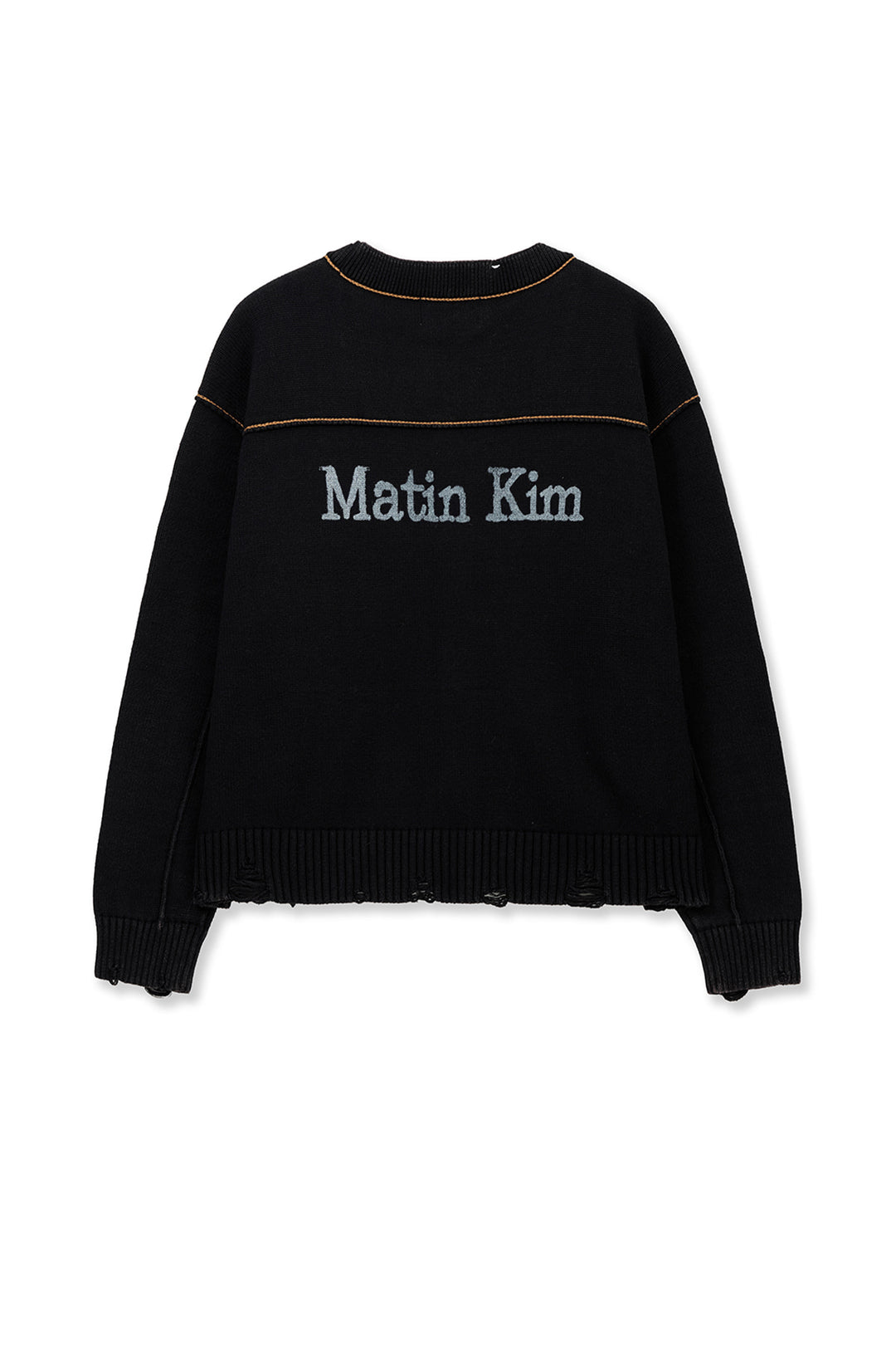 Matin Kim Back Logo Line Point Knit Cardigan — Black