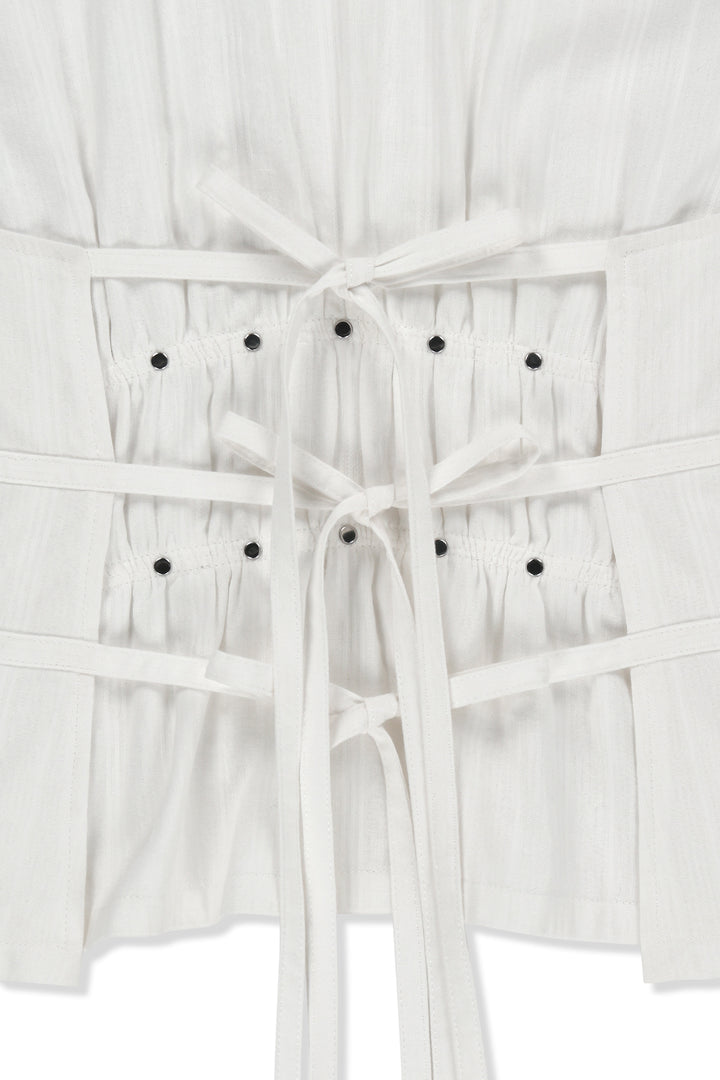 Matin Kim Halter Neck Shirring Blouse — White