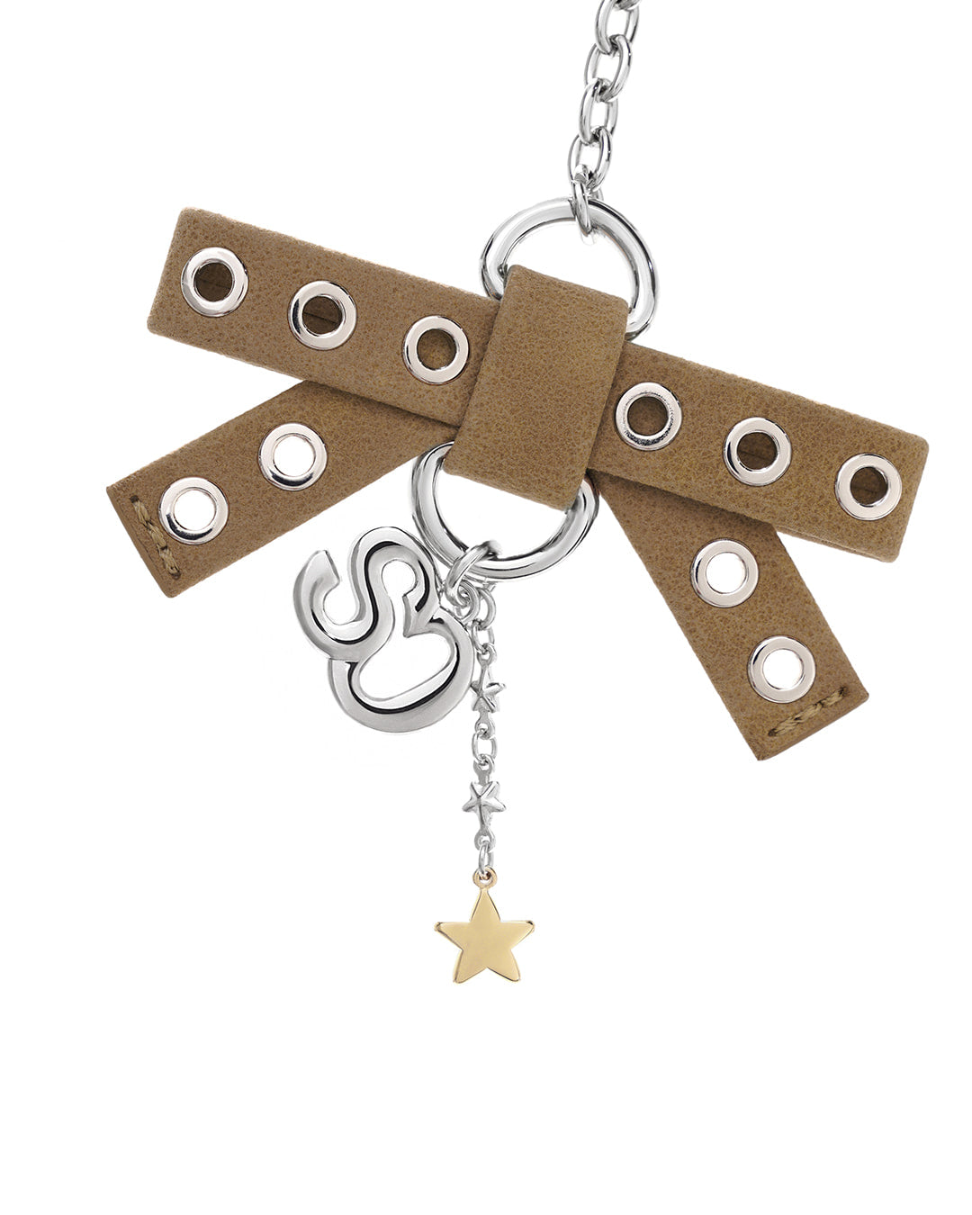 Stand Oil Bow Charm Keyring — Camel