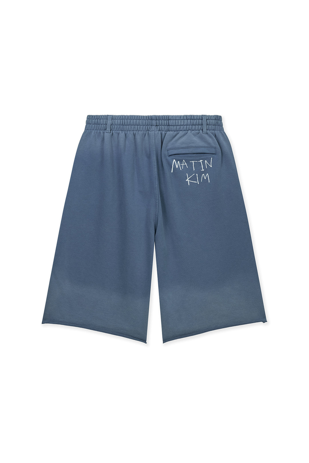 Matin Kim Vintage Washed Back Logo Bermuda Sweatpants — Blue