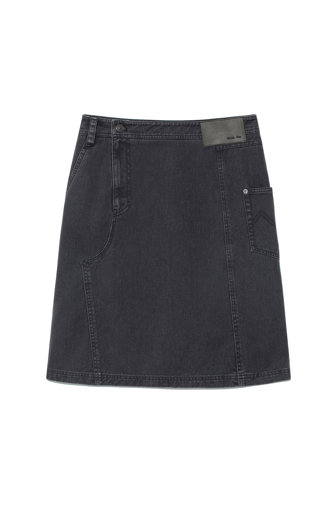 Matin Kim Side Pocket Point Midi Skirt — Charcoal