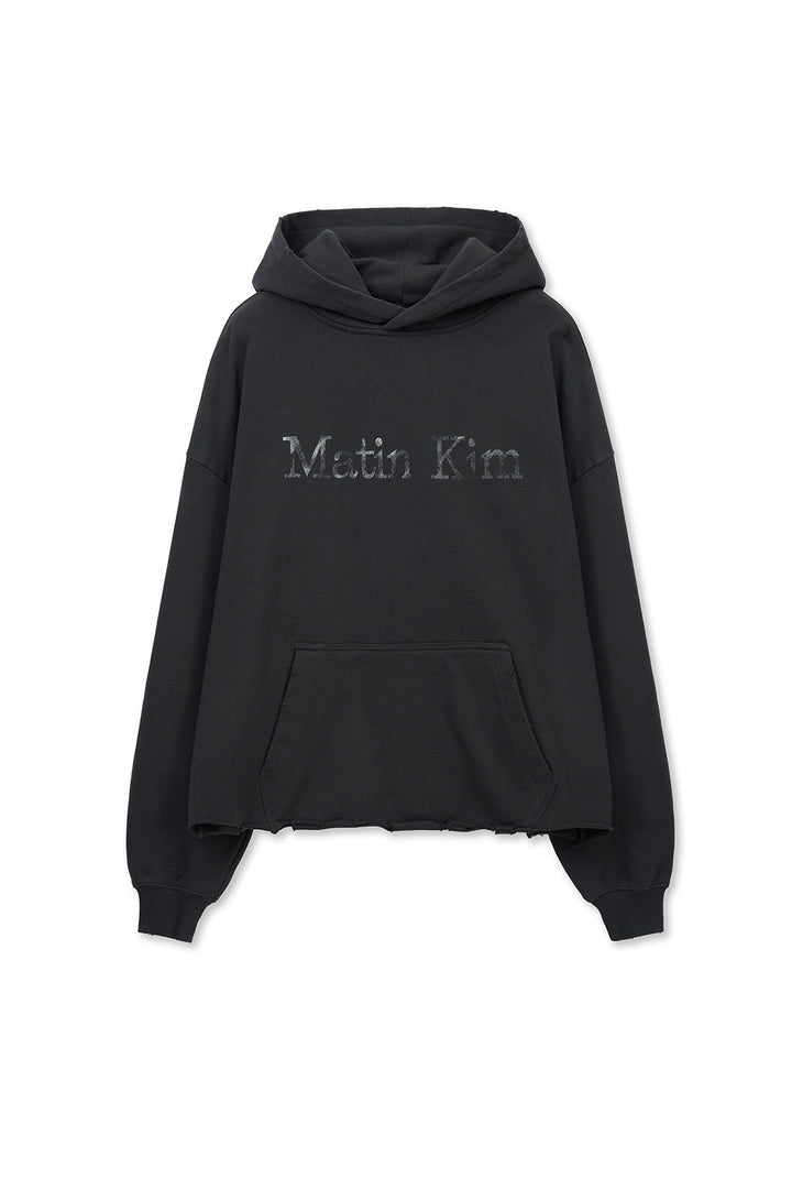 Matin Kim Raw Edge Hem Sweat Hoody — Charcoal