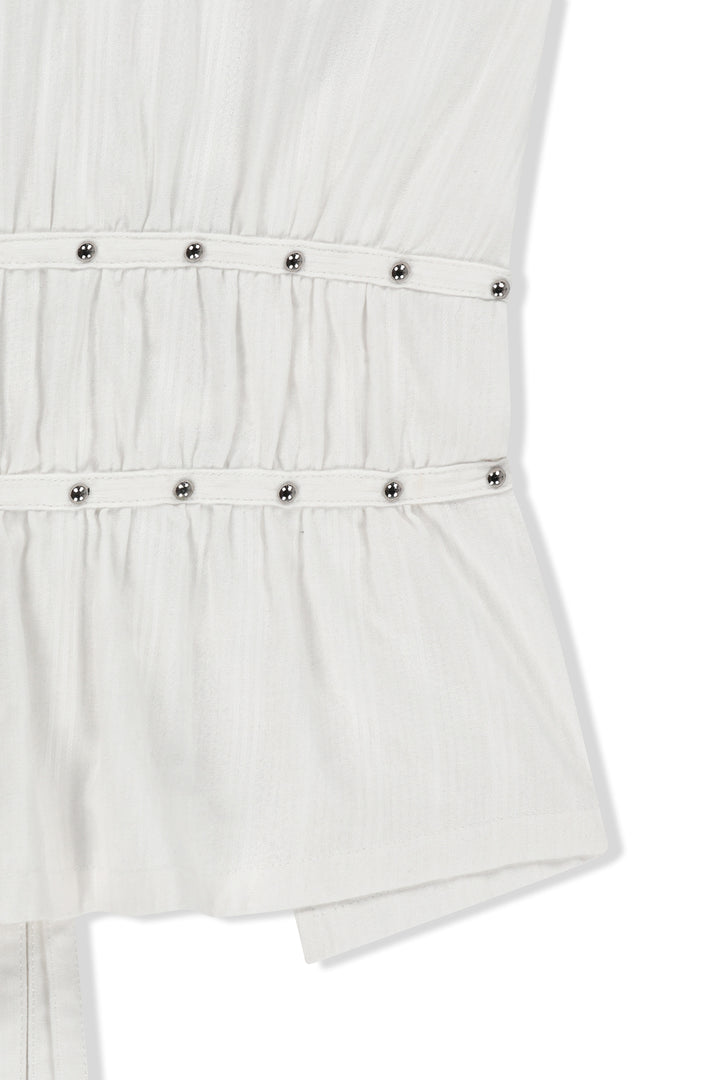 Matin Kim Halter Neck Shirring Blouse — White