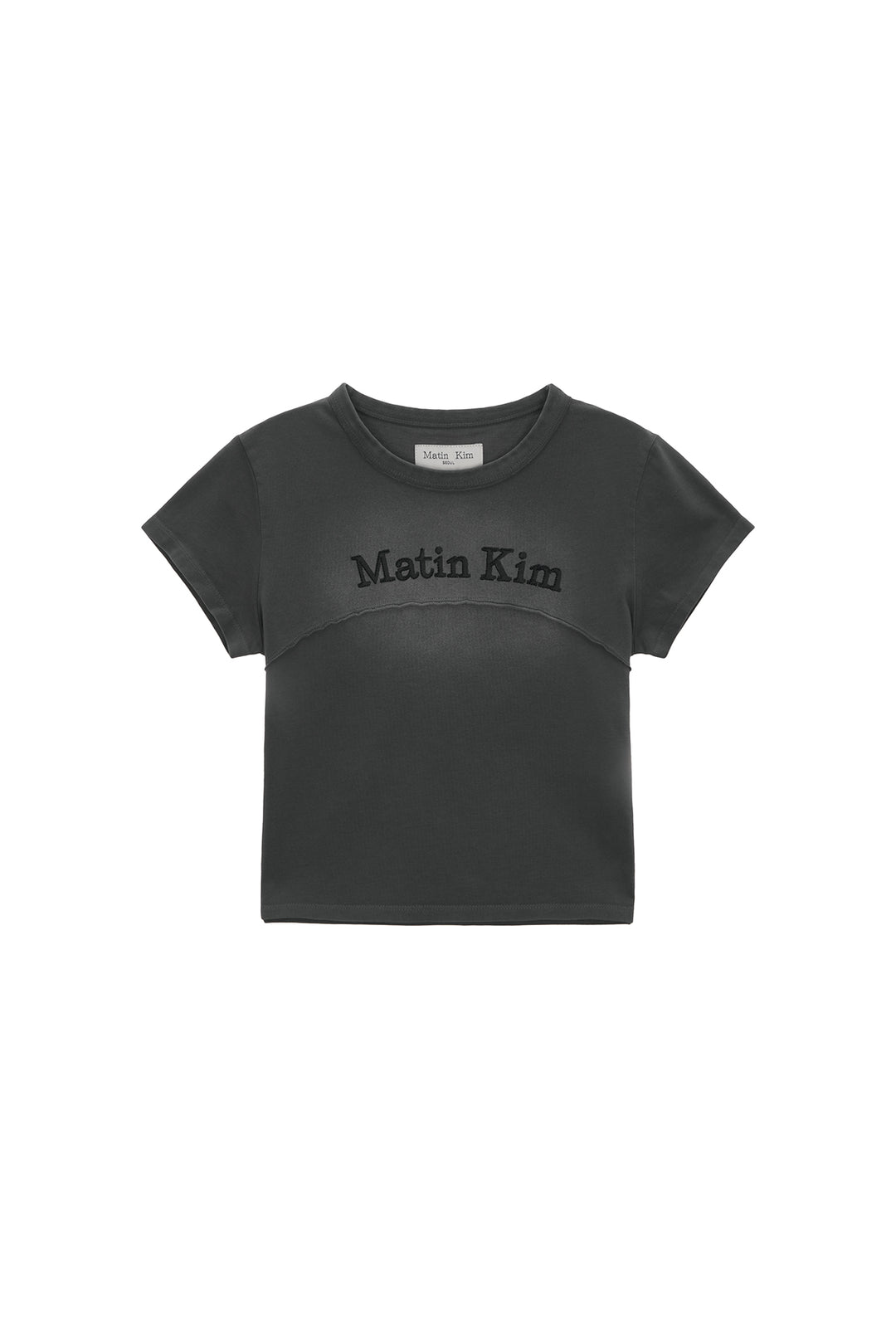 Matin Kim Pigment Cut Out Logo Crop Top — Charcoal