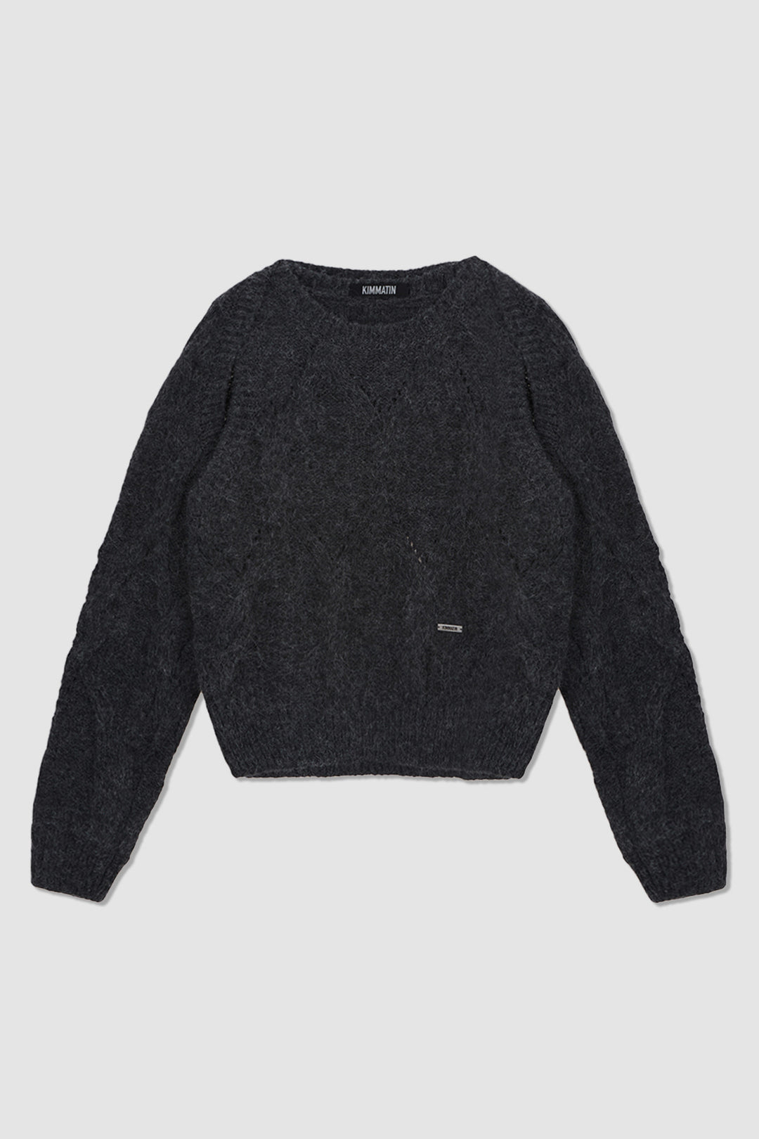 KIMMATIN Bolero Layered Cable Knit Pullover — Charcoal