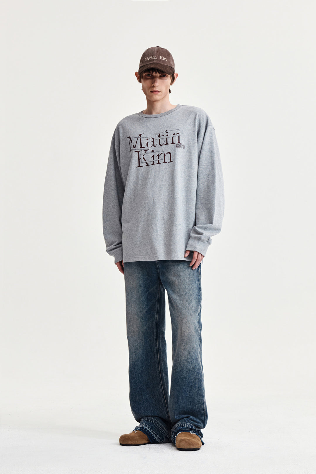 Matin Kim Patch Graphic Long Sleeve Top — Gray