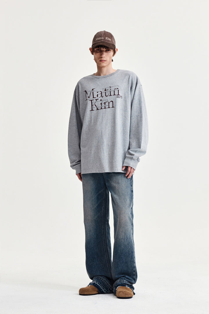 Matin Kim Patch Graphic Long Sleeve Top — Gray