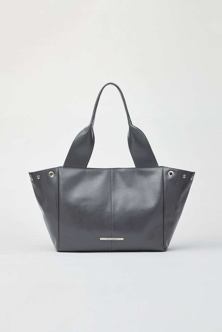 KIMMATIN Multi Pocket Leather Shopper — Gray
