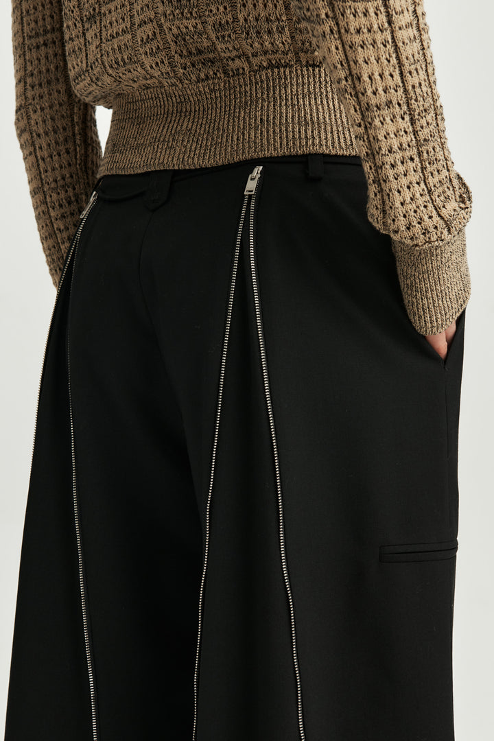 KIMMATIN Zipper Point Trouser — Black
