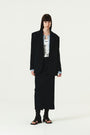 KIMMATIN Foldover Twill Wool Skirt — Navy blue