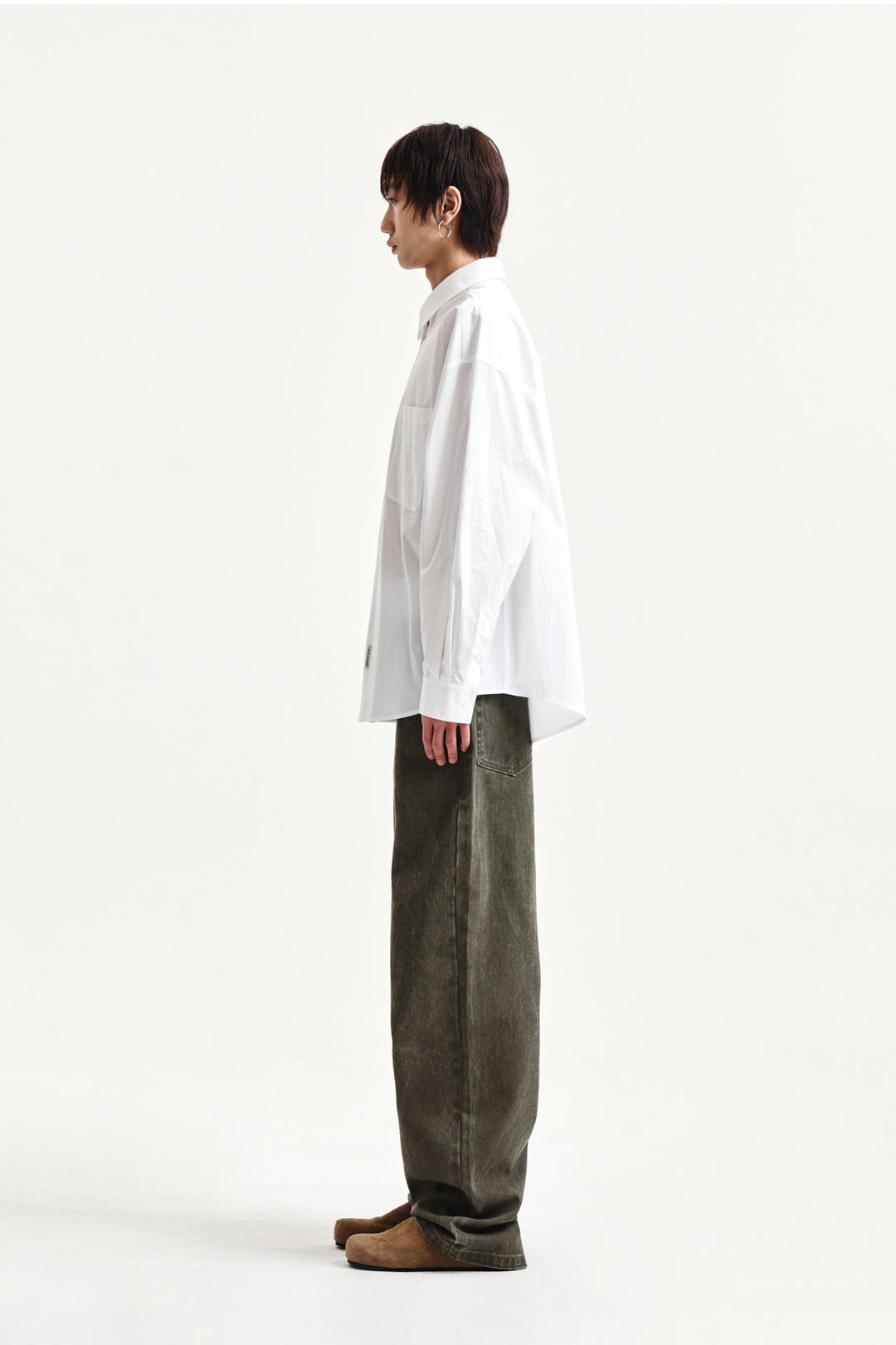 Matin Kim Embroidery Small Logo Shirt — White