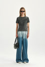KIMMATIN Pintuck Wide Denim Pants — Light Blue