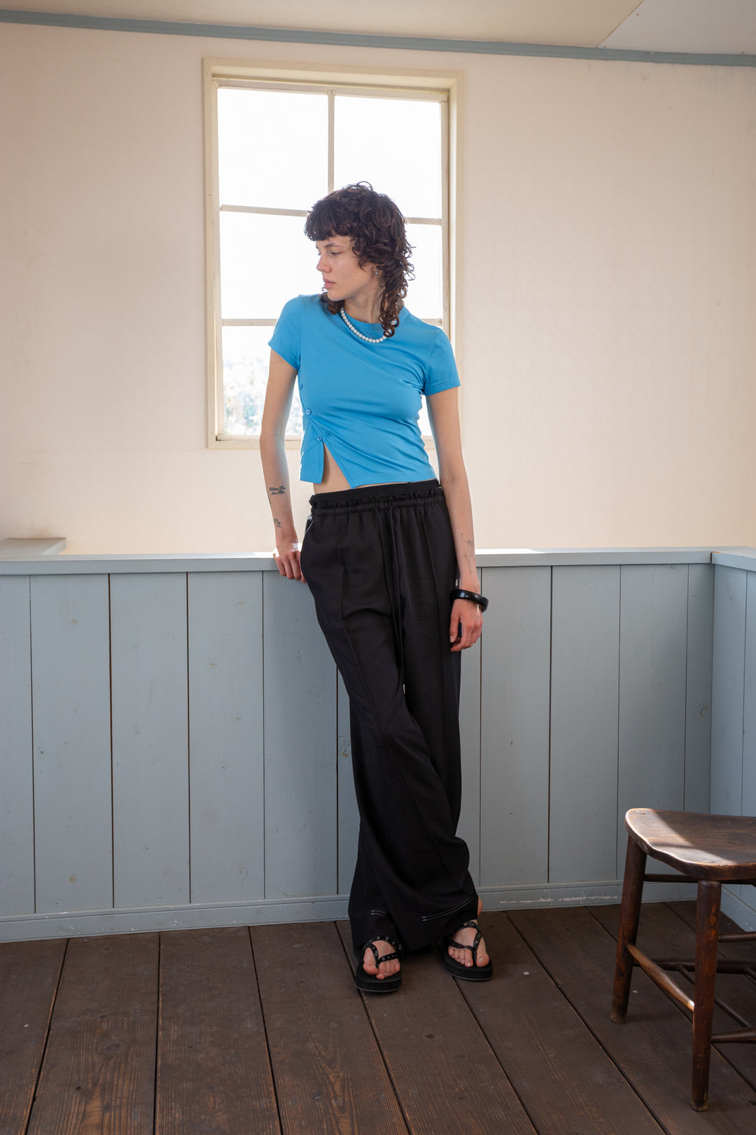 Matin Kim Layered Banding Sweatpants — Black