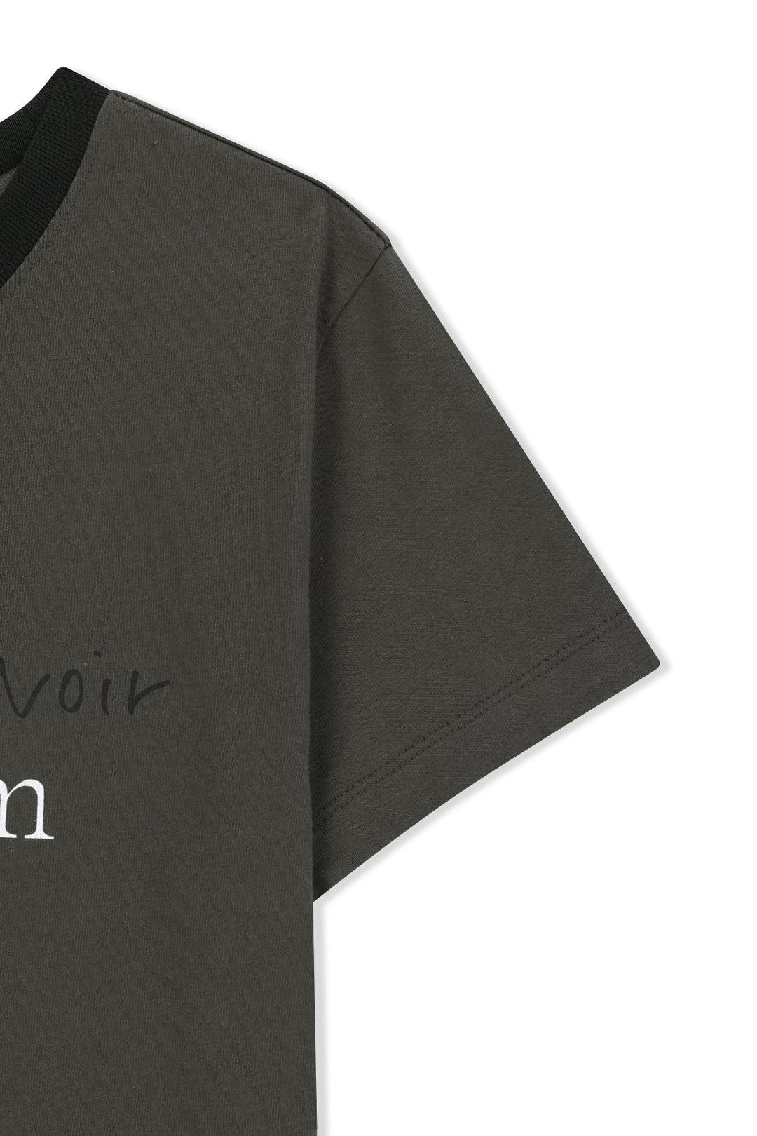Matin Kim Tonal Rib Logo Crop Top — Charcoal