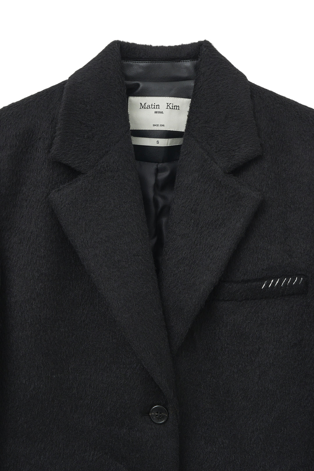 Matin Kim Hairy Overfit Stitch Single Jacket — Black
