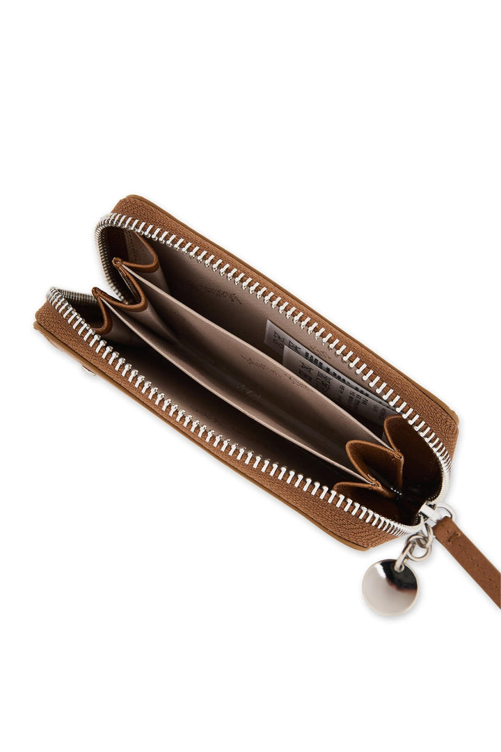 Matin Kim Steel Logo Rivet Compact Wallet — Camel