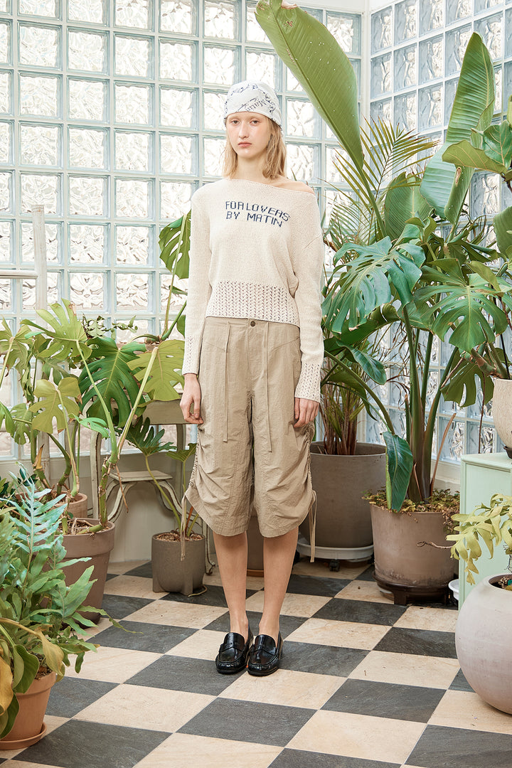 Matin Kim Nylon String Half Pants — Beige