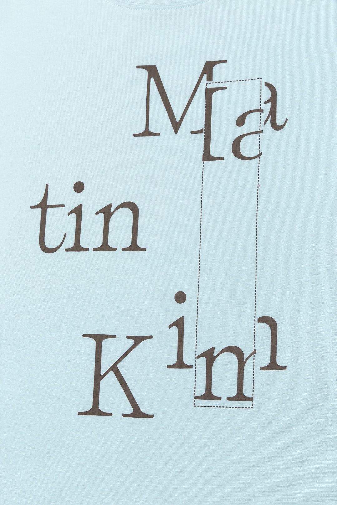 Matin Kim Patchwork Graphic Logo Tee — Light Blue