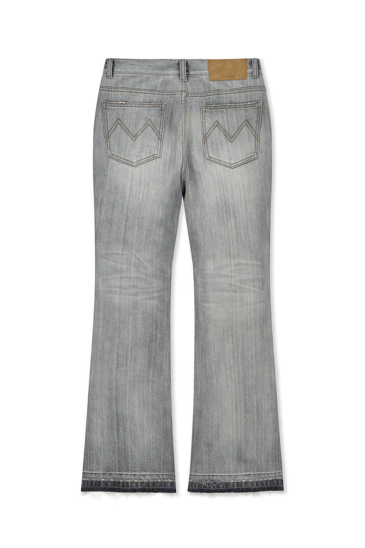 Matin Kim Washed Point Boots Cut Denim — Gray