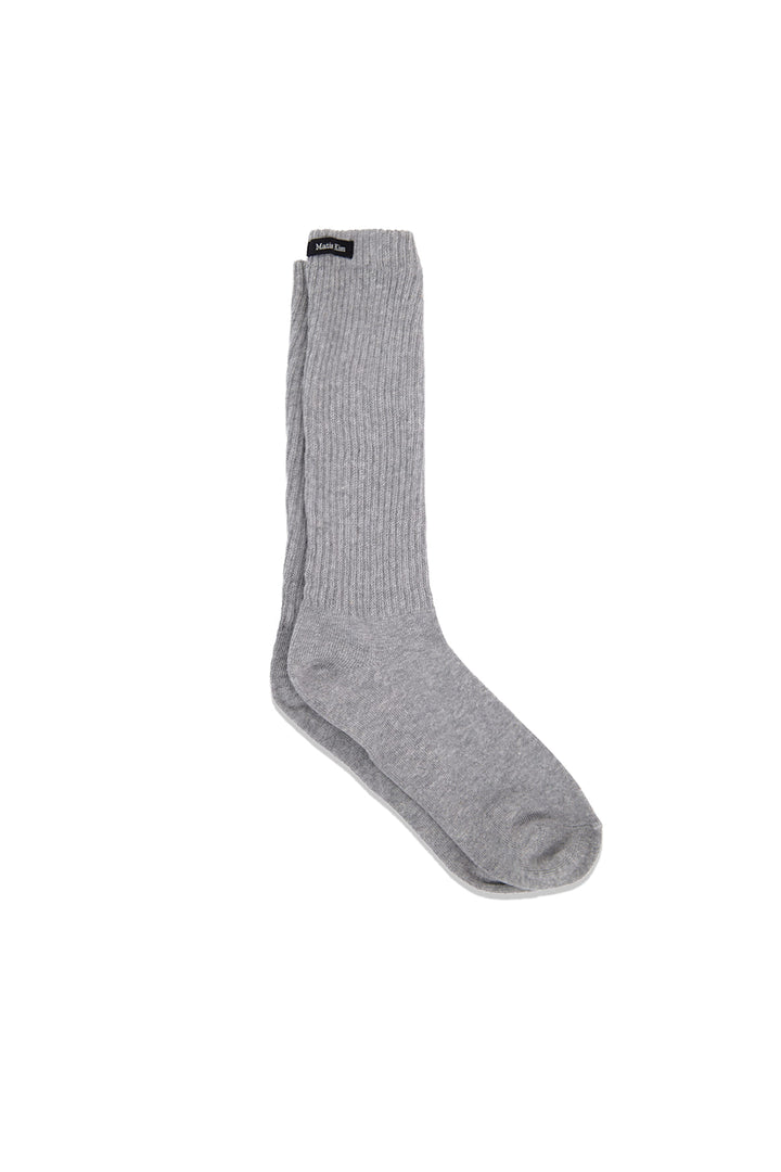 Matin Kim Small Logo Point Ribbed Socks — Gray