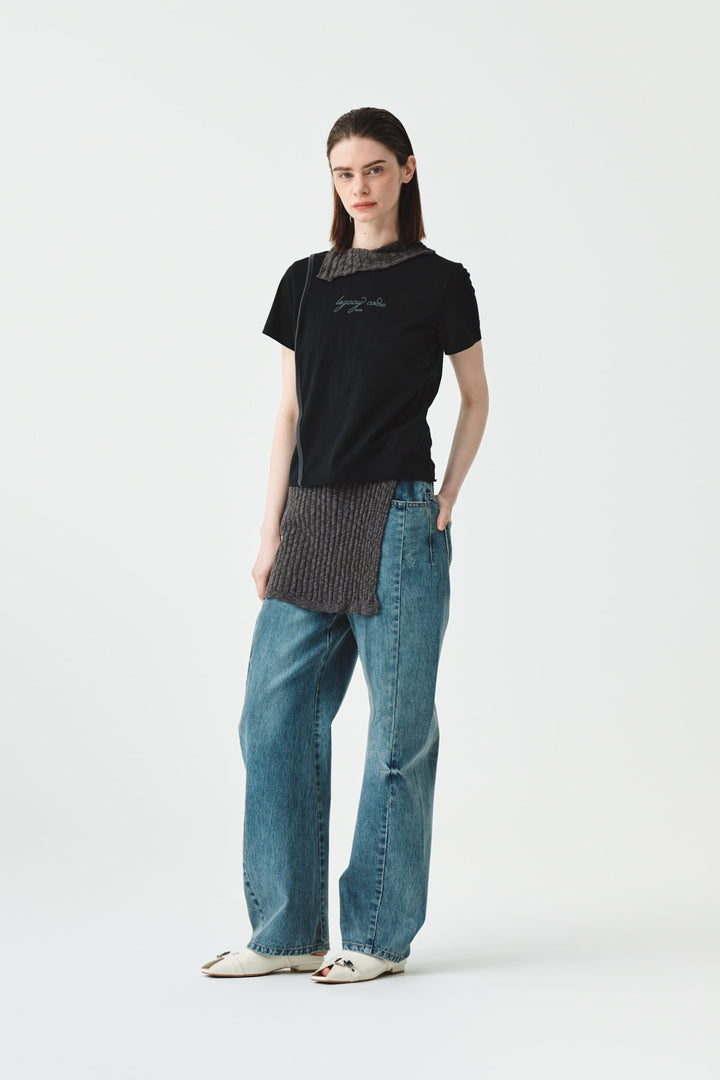 KIMMATIN Back Slit Slim Top — Black