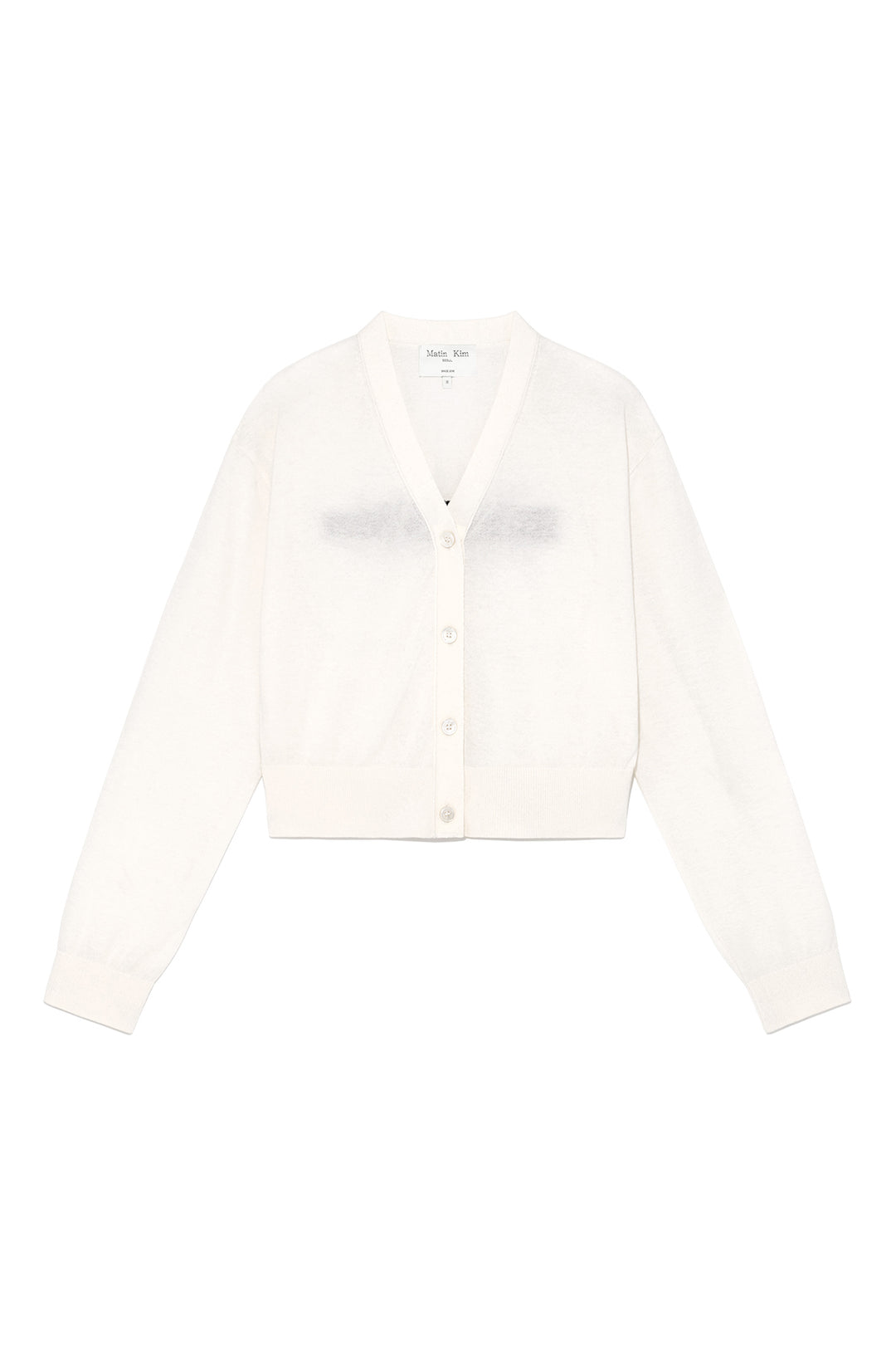 Matin Kim Back Logo See-Through Cardigan — Ivory