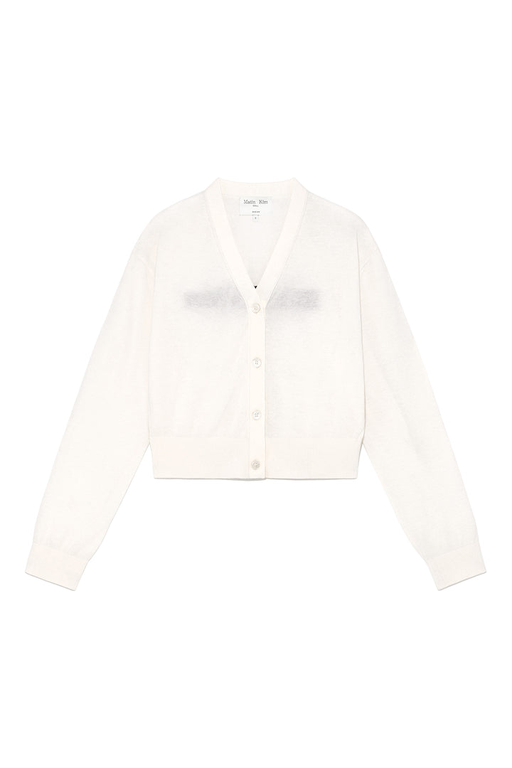 Matin Kim Back Logo See-Through Cardigan — Ivory
