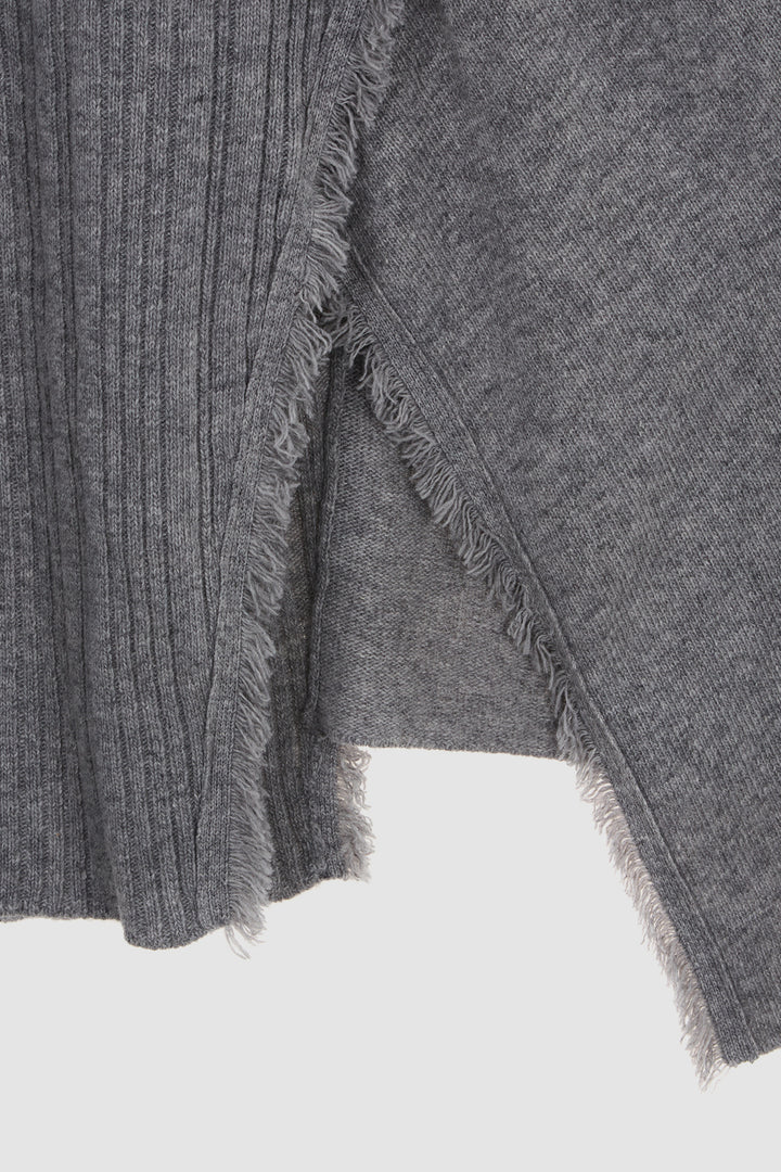 KIMMATIN Unbalance Fringe Knit Dress — Gray