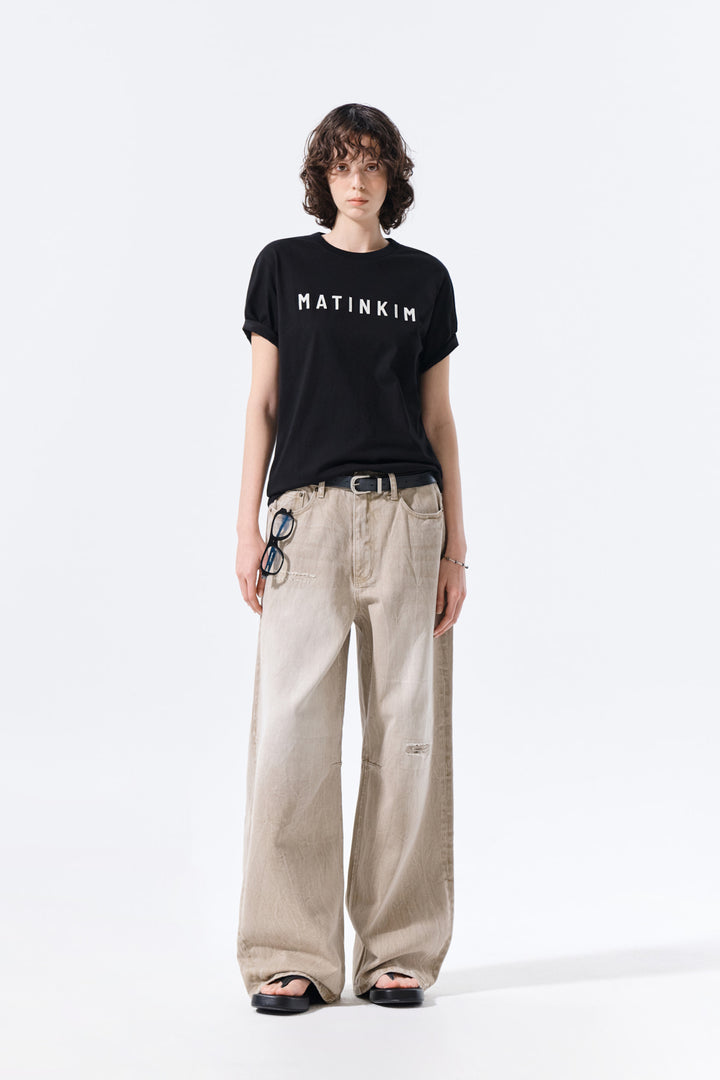 Matin Kim Applique Felt Logo Top — Black