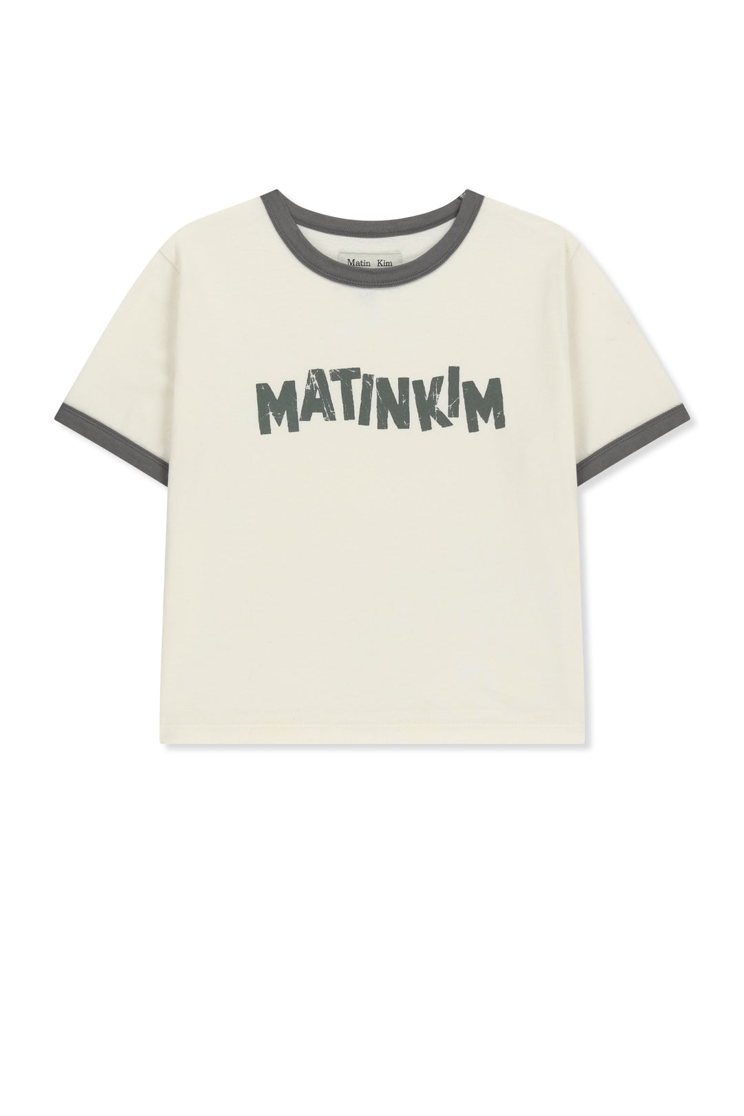 Matin Kim Logo Ringer Crop Top — Cream