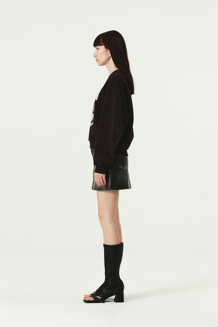 KIMMATIN Vintage Printing Sweatshirt — Burgundy