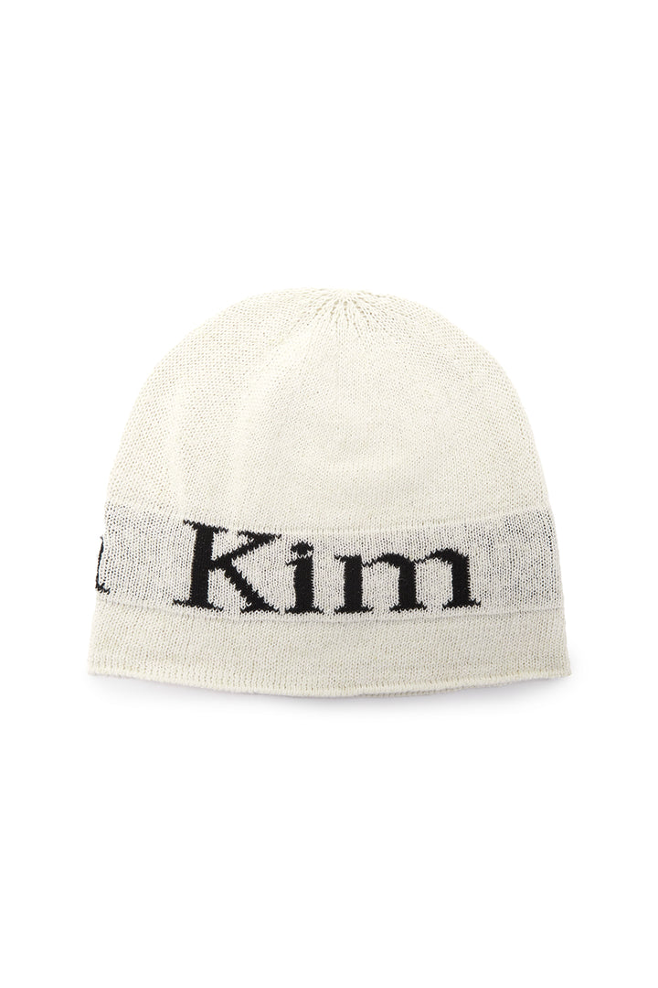 Matin Kim Logo Linen Short Beanie — White