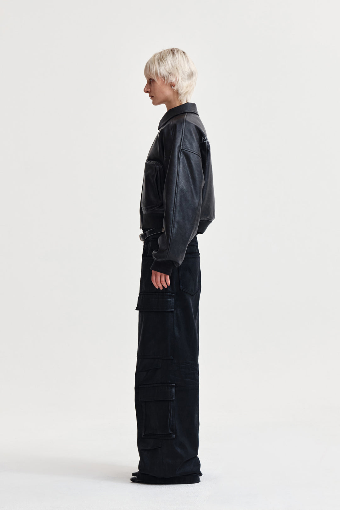 Matin Kim Faux Leather Overshirt — Charcoal