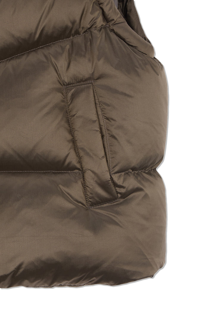 Matin Kim Unbalance Quilted Down Vest — Brown