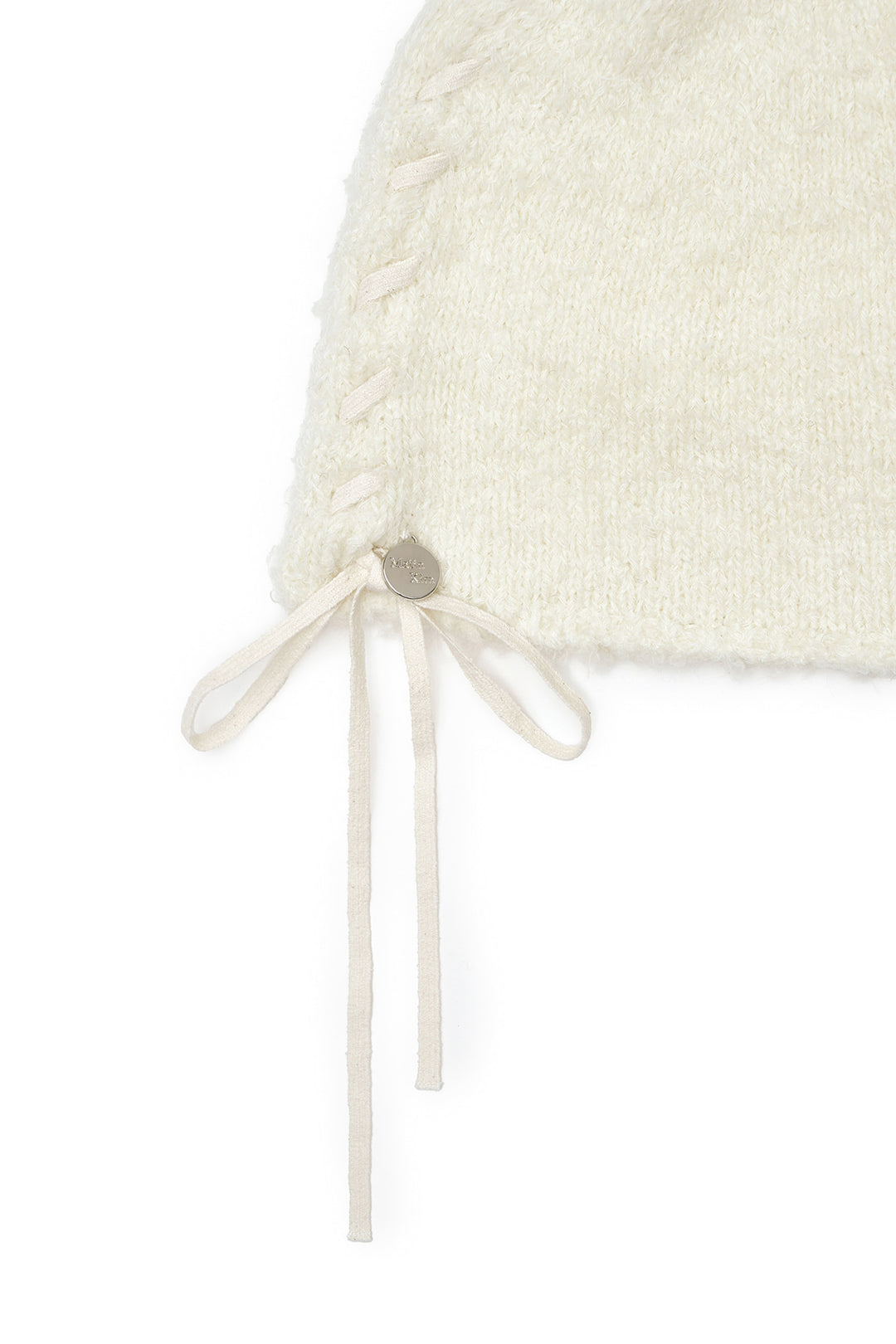 Matin Kim Ribbon Tie Knit Beanie — Ivory